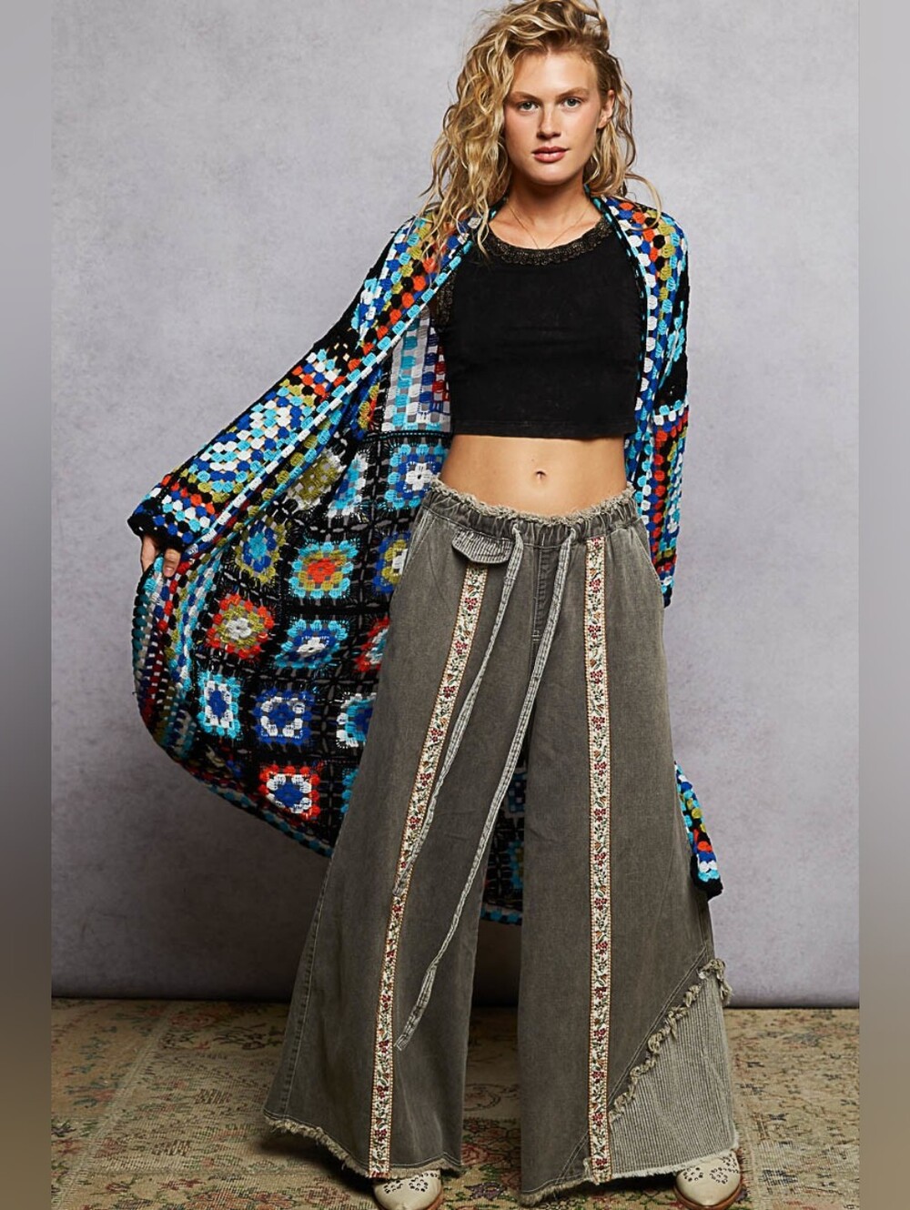 NWT Long Granny Crochet Cardigan One Size